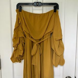 Mustard Off the Shoulder Dress